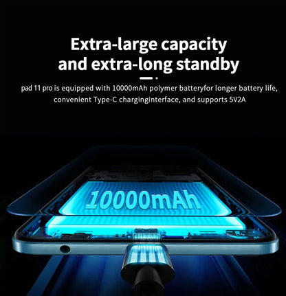 Tout nouveau tablette 11.0 pouces 2.5K tablette Android 13 Snapdragon 8gen2 mondial 16GB + 1024GB 10000mah 5G double SIM WIFI HD plein écran