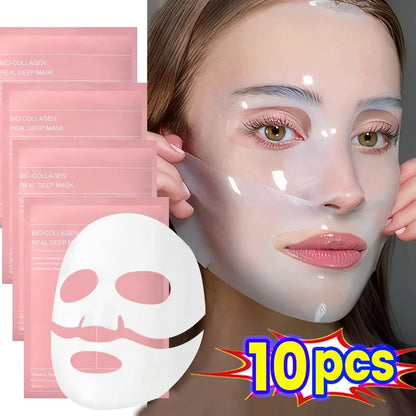 Masque Facial au collagène Bio, rétrécit les Pores, hydratant en profondeur, fendu, raffermissant, nourrissant, éclaircissant, soins pour la peau du visage, 5/10/15/20