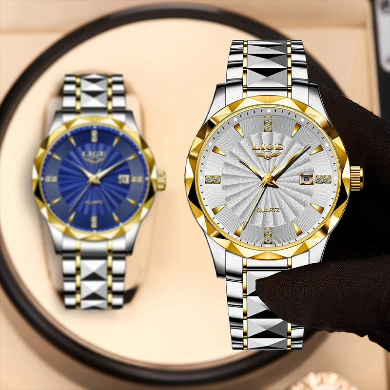 LIGE luxe femme montre mode Sport de plein air lumineux montres à Quartz mouvement importé étanche en acier inoxydable femmes montres