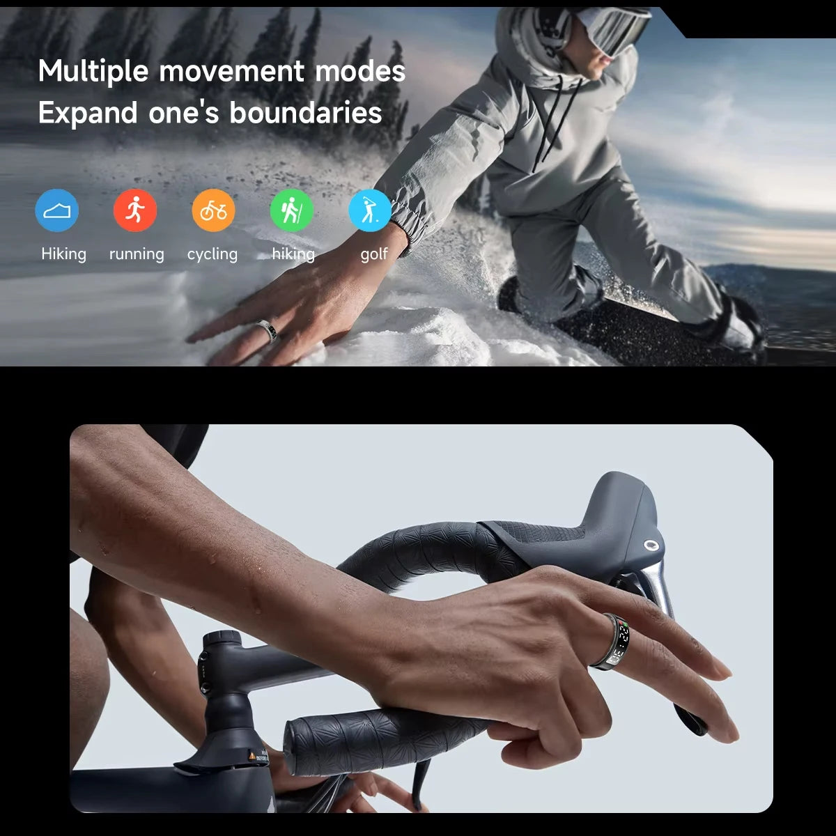 Nouveau SR08 anneau intelligent écran d'affichage LED fréquence cardiaque sommeil Modes de sport surveillance de la santé hommes femmes anneau de sport en acier inoxydable