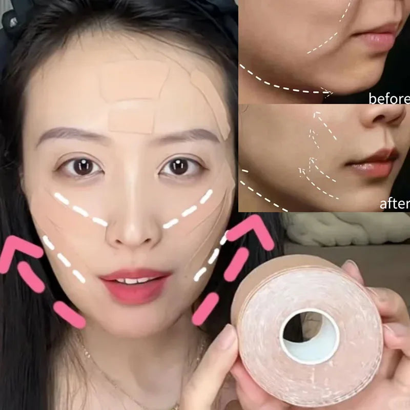 Bande de Lifting du visage instantanée 2.5CM x 5M, outil de Lifting de la peau, autocollant d'élimination des rides, Bandage élastique en V, outil de soins de la peau