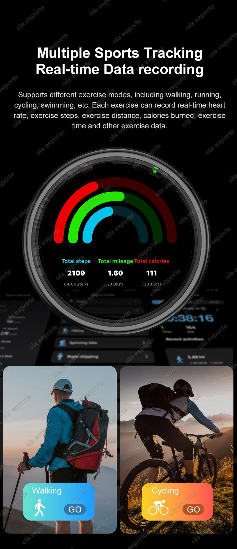 Écran d'affichage LED anneau intelligent pour Xiaomi fréquence cardiaque moniteur d'oxygène sanguin Smartring hommes femmes étanche Multi Modes de sport anneau