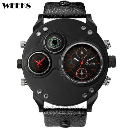 Montres de sport de luxe pour hommes, montre-bracelet militaire décontractée, grand cadran, boussole décorative, horloge à quartz, homme cool, unique, marque supérieure