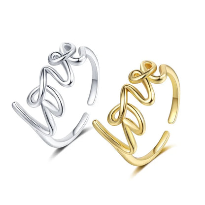 Bague d'amour lettre romantique pour femme, matiques géométriques, matiques créatives, bijoux en acier inoxydable pour couple, cadeau de mariage