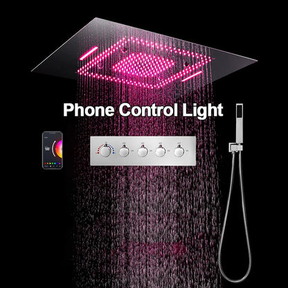M Boenn polie 23 × 31 pouces pomme de douche intelligente pluie mitigeur thermostatique dissimulé grand système de douche LED ensemble de robinets de salle de bains