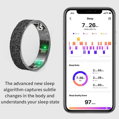Anneau intelligent Simple, fréquence cardiaque, oxygène dans le sang, moniteur de santé du sommeil, anneau de Sport, podomètre étanche IP68, contrôle des gestes à distance, Photo