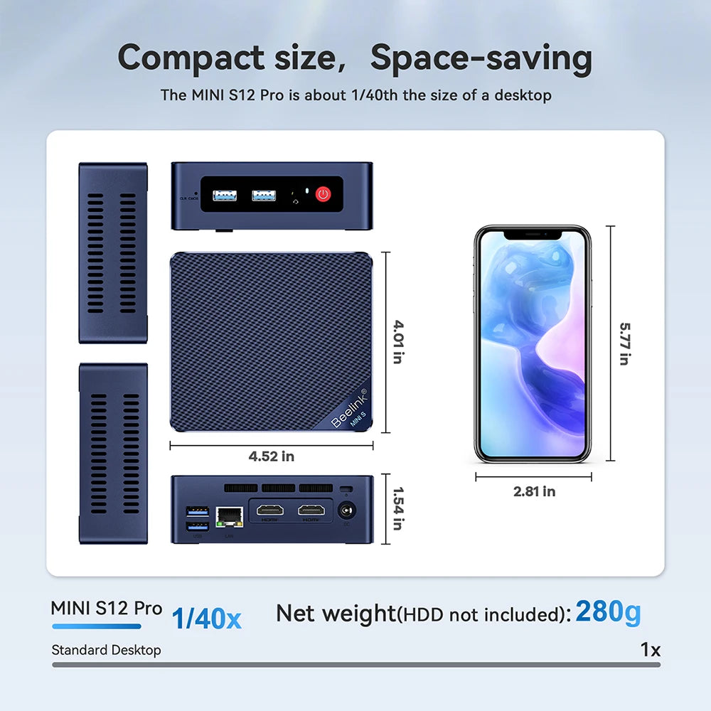 Beelink Mini S13 Intel Twin Lake N150 S12 Pro N100 16G 500G Windows 11 Mini S 11th N5095 DDR4 8GB 128GB ordinateur de bureau N95
