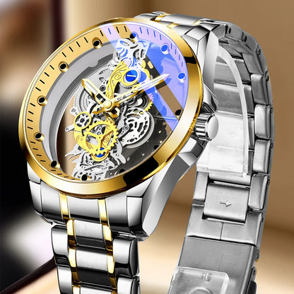 Montres d'affaires de luxe pour hommes, montre à Quartz en acier inoxydable argenté, horloge lumineuse