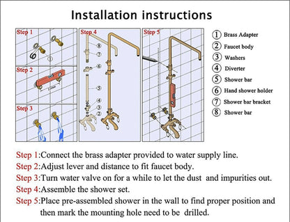 HOShower-Ensemble de pommeau de douche chaud et froid, pommeau de douche pluie, système thermostatique, laiton de qualité, noir et or, 12 po