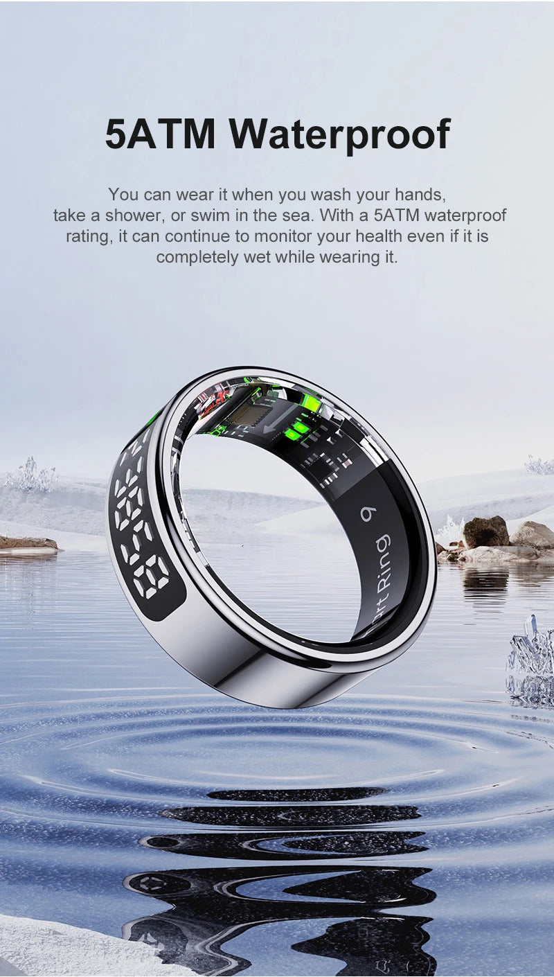 Xiaomi R12 anneau intelligent écran d'affichage tactile 5ATM étanche Bluetooth moniteur de santé contrôle des gestes sans fil charge Sport anneau