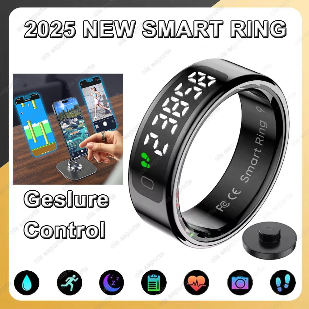 Écran d'affichage LED anneau intelligent pour Xiaomi fréquence cardiaque moniteur d'oxygène sanguin Smartring hommes femmes étanche Multi Modes de sport anneau