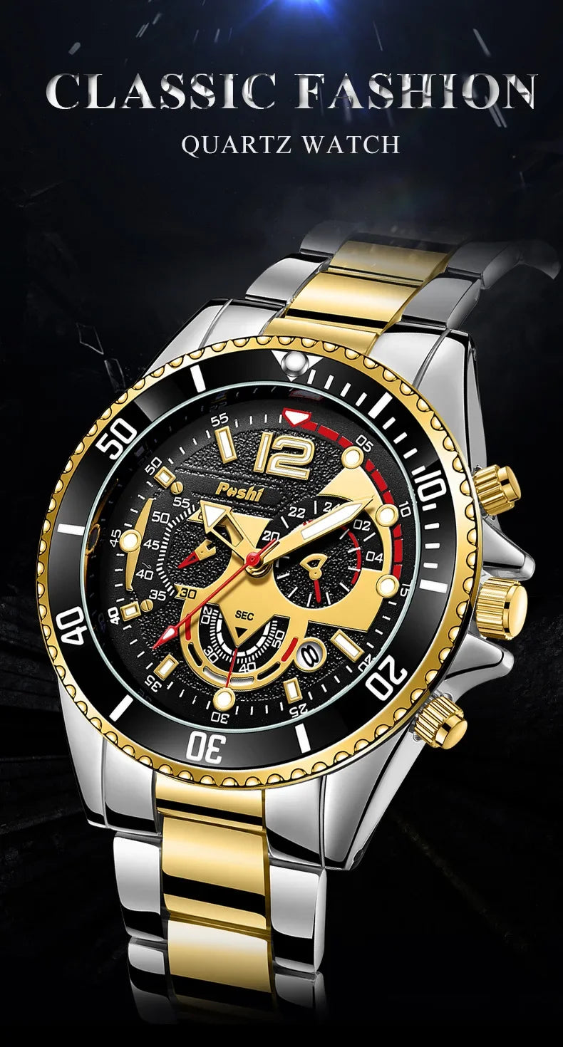 Montre d'affaires de luxe pour hommes, tendance, haut de gamme, polyvalente, lumineuse, à Quartz, étanche, calendrier, horloge, cadeaux