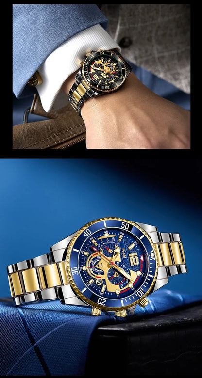 Montre d'affaires de luxe pour hommes, tendance, haut de gamme, polyvalente, lumineuse, à Quartz, étanche, calendrier, horloge, cadeaux