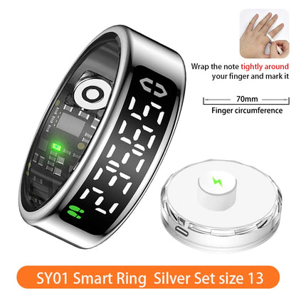 SY01 anneau intelligent avec écran LED Bluetooth surveillance de la santé sang oxygène sommeil fréquence cardiaque Modes multisports étanche IP68 et 5ATM