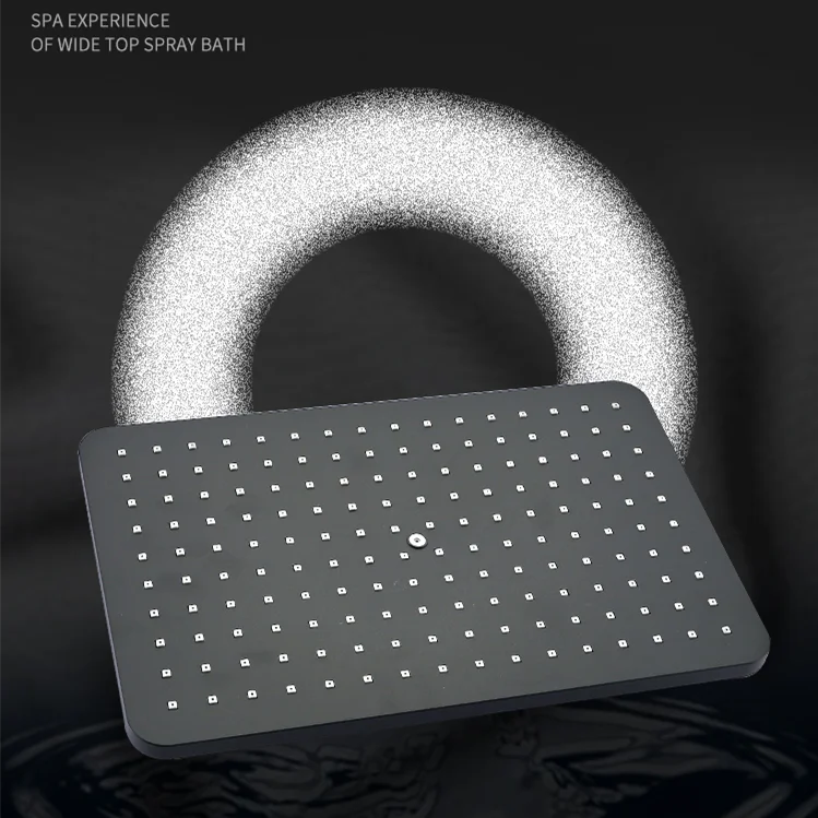 HOShower-Ensemble de pommeau de douche chaud et froid, pommeau de douche pluie, système thermostatique, laiton de qualité, noir et or, 12 po