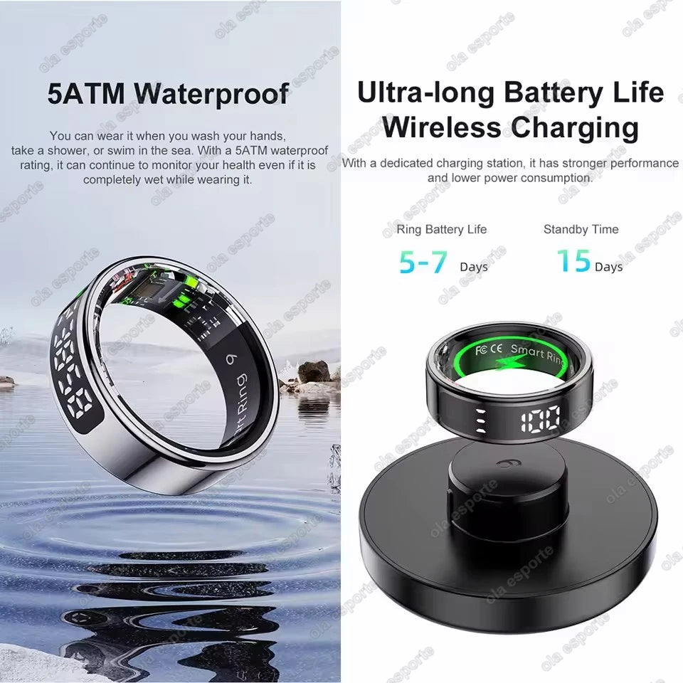Écran d'affichage LED anneau intelligent pour Xiaomi fréquence cardiaque moniteur d'oxygène sanguin Smartring hommes femmes étanche Multi Modes de sport anneau