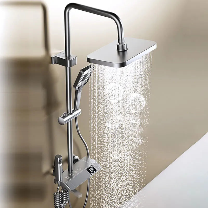 HOShower-Ensemble complet de système de douche, buse rotative, baignoire, affichage numérique, douche murale, pluie, LED, ensemble de pommeau de douche Salle de bains douche en laiton Tap Set Accessoires