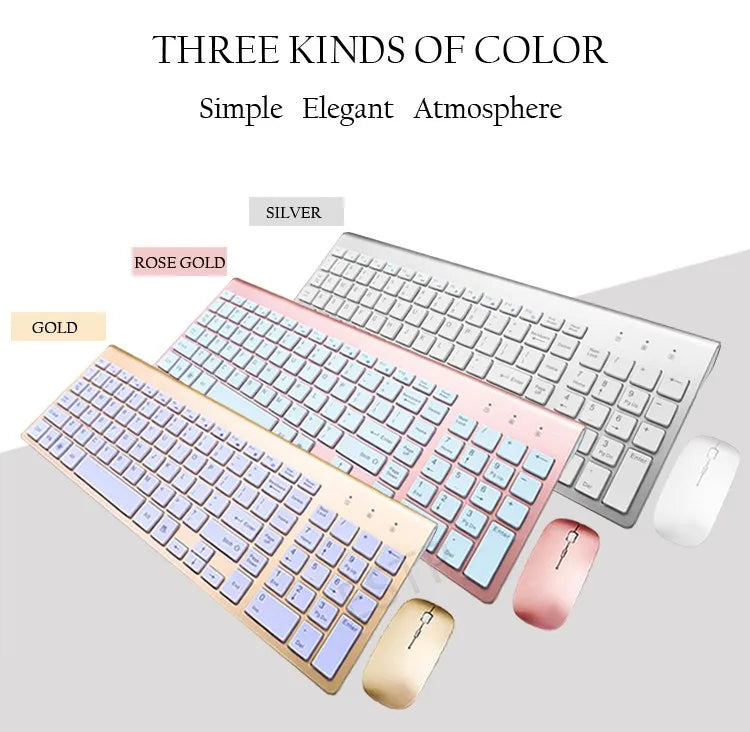 Clavier et souris sans fil ultra-mince Chlor102 prédire, à faible bruit, pour Mac Pc P1 XP/7/10 TV Box