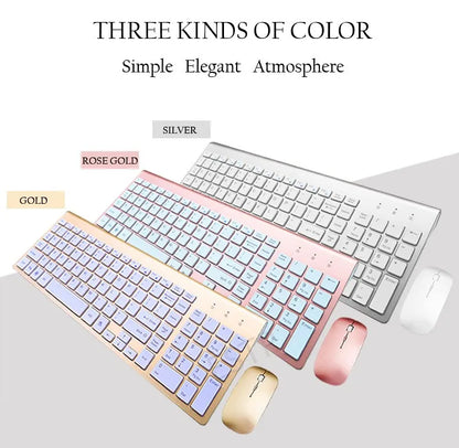 Clavier et souris sans fil ultra-mince Chlor102 prédire, à faible bruit, pour Mac Pc P1 XP/7/10 TV Box