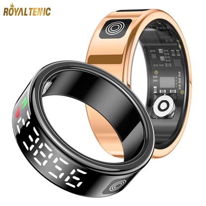Nouveau SR08 anneau intelligent écran d'affichage LED fréquence cardiaque sommeil Modes de sport surveillance de la santé hommes femmes anneau de sport en acier inoxydable