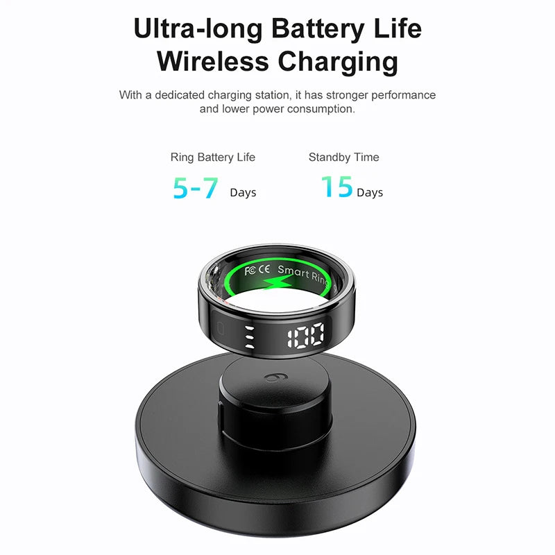 Xiaomi R12 anneau intelligent écran d'affichage tactile 5ATM étanche Bluetooth moniteur de santé contrôle des gestes sans fil charge Sport anneau