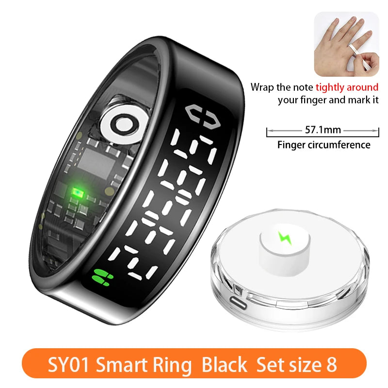 SY01 anneau intelligent avec écran LED Bluetooth surveillance de la santé sang oxygène sommeil fréquence cardiaque Modes multisports étanche IP68 et 5ATM