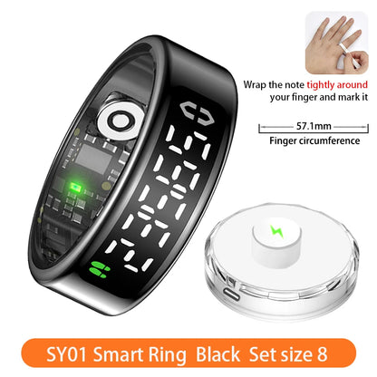 SY01 anneau intelligent avec écran LED Bluetooth surveillance de la santé sang oxygène sommeil fréquence cardiaque Modes multisports étanche IP68 et 5ATM