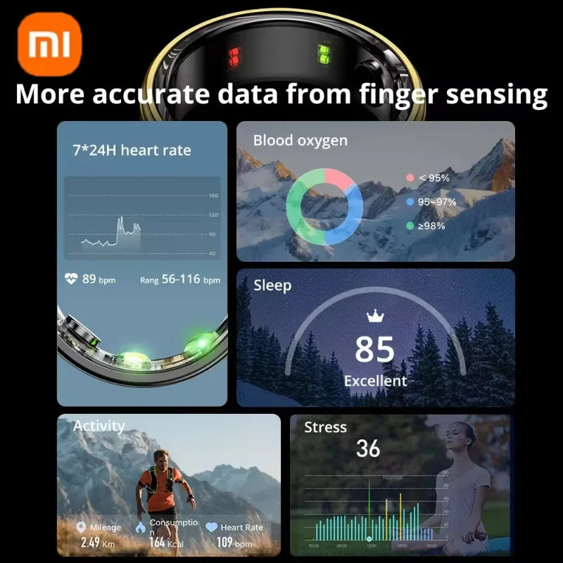 Xiaomi-Anneau intelligent Bluetooth pour hommes et femmes, surveillance de la santé, oxygène sanguin, sommeil, fréquence cardiaque, modes Liban tisports, étanche IP68 et 5iko, nouveau