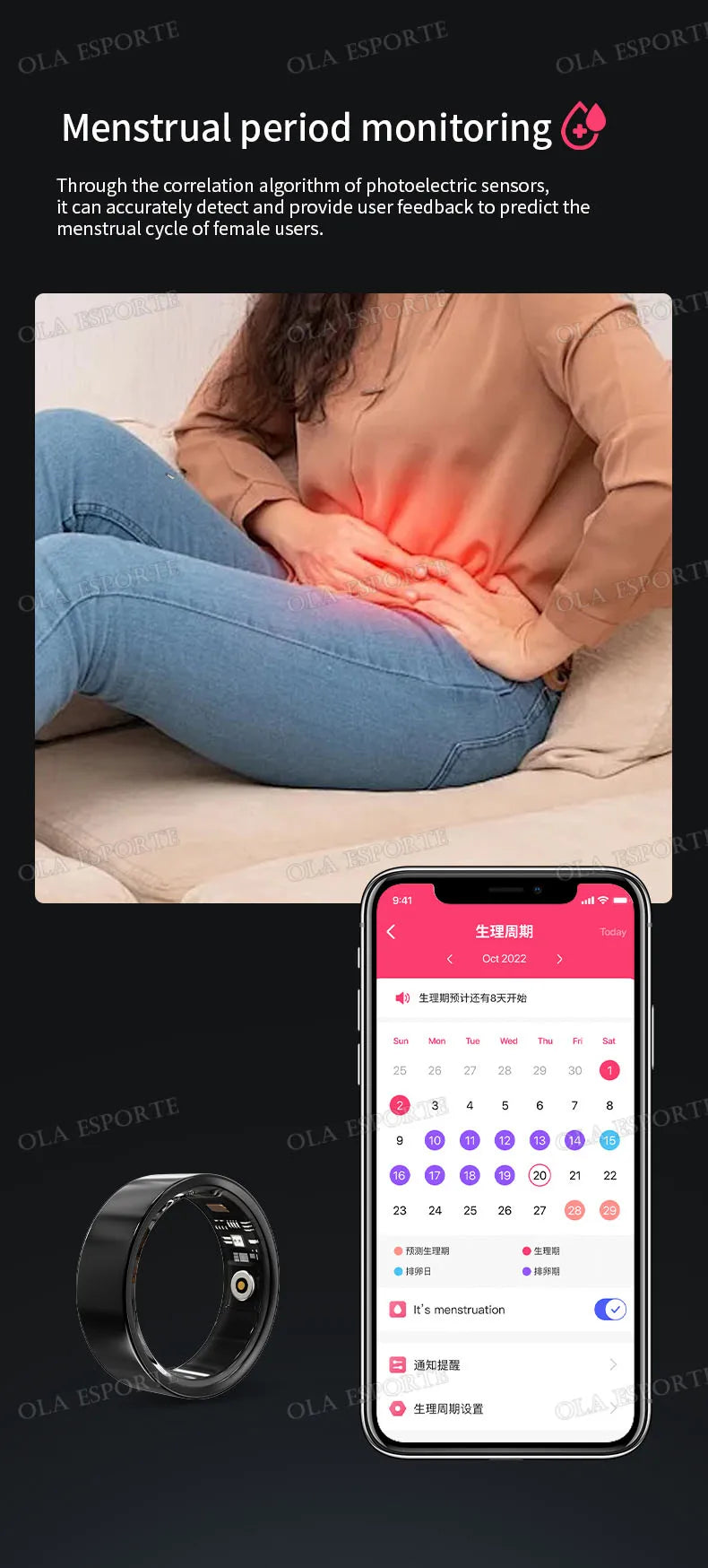 2025 nouveau anneau intelligent hommes femmes caméra contrôle fréquence cardiaque sang oxygène moniteur Smartring IP68 et 5ATM étanche Multi-sports Modes