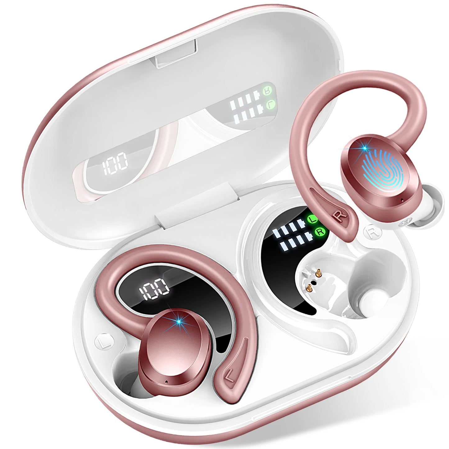 Écouteurs sans fil, écouteurs Bluetooth 5.3, basses stéréo, micro intra-auriculaires antibruit, écouteurs IP7 étanches pour sport, lecture 40H.