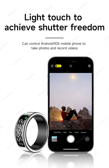 Bague intelligente 2025 avec écran d'affichage et tactile, chargement sans fil, gestionnaire de santé, étanche 5 ATM pour hommes et femmes, bagues R12 R11
