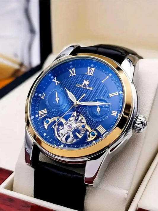 Montre mécanique de luxe pour hommes, montre haut de gamme pour hommes, montre mécanique entièrement automatique avec tourbillon, design squelette, montre-bracelet tendance polyvalente et élégante pour jeunes, cadeau pre
