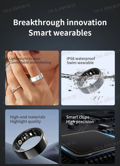 2025 nouveau anneau intelligent hommes femmes caméra contrôle fréquence cardiaque sang oxygène moniteur Smartring IP68 et 5ATM étanche Multi-sports Modes