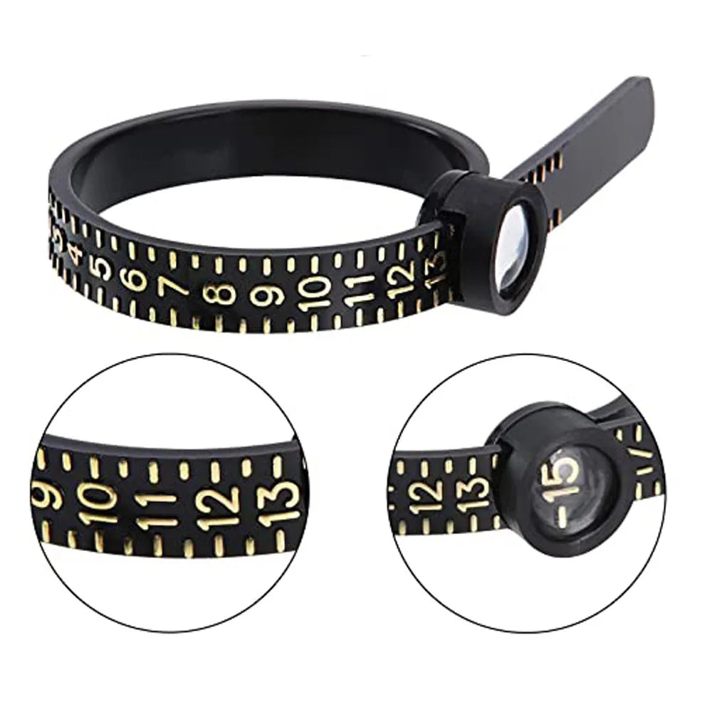 Anneau avec loupe, mesure avec anneau, règle souple, cercle de taille en plastique, filtre de taille, Durable