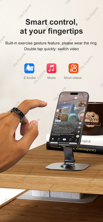 Pour anneau intelligent écran Hd contrôle Tiktok 5ATM étanche pour Smartring pour Galaxy femmes hommes anneau moniteur de fréquence cardiaque