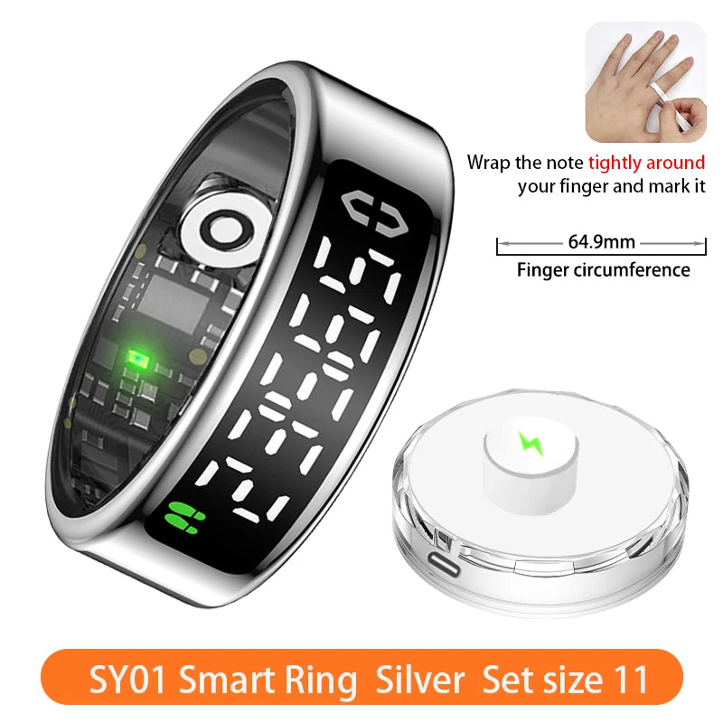 SY01 anneau intelligent avec écran LED Bluetooth surveillance de la santé sang oxygène sommeil fréquence cardiaque Modes multisports étanche IP68 et 5ATM