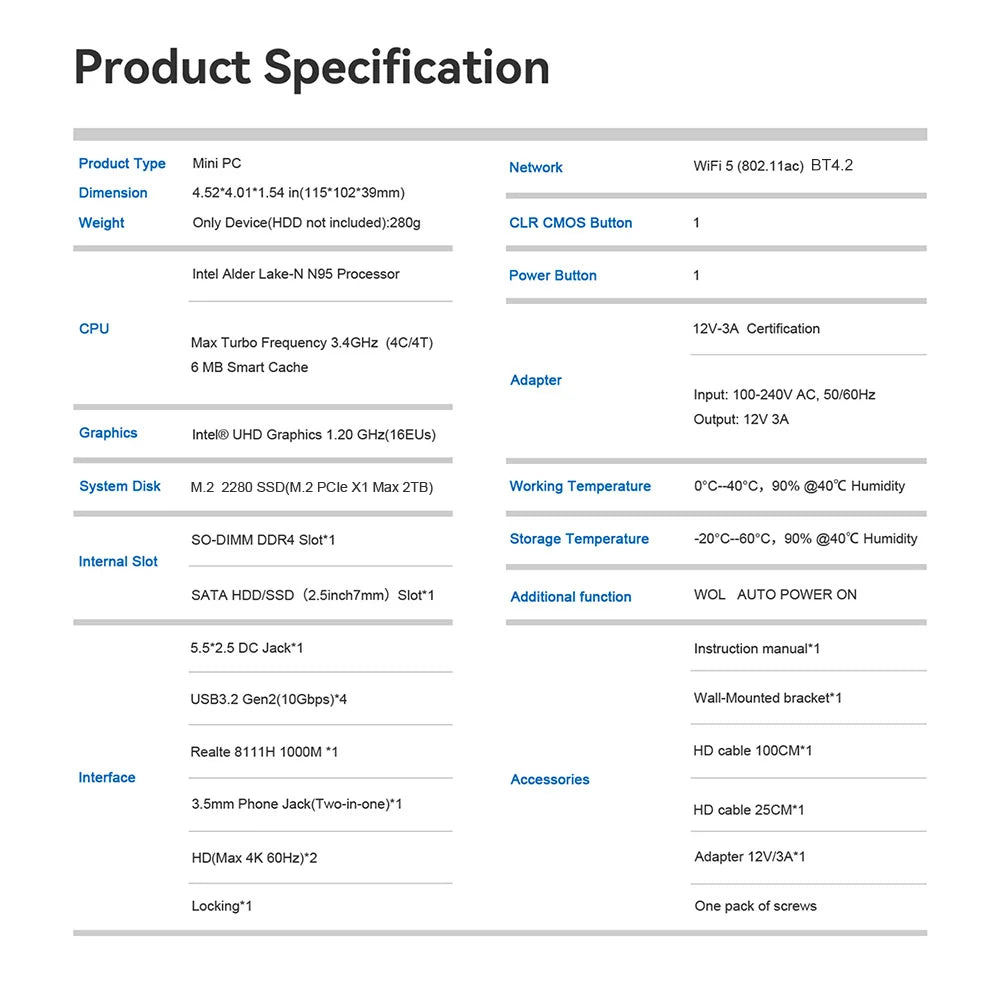 Beelink Mini S13 Intel Twin Lake N150 S12 Pro N100 16G 500G Windows 11 Mini S 11th N5095 DDR4 8GB 128GB ordinateur de bureau N95