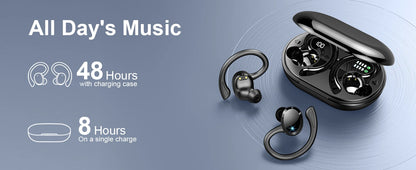 Écouteurs sans fil, écouteurs Bluetooth 5.3, basses stéréo, micro intra-auriculaires antibruit, écouteurs IP7 étanches pour sport, lecture 40H.