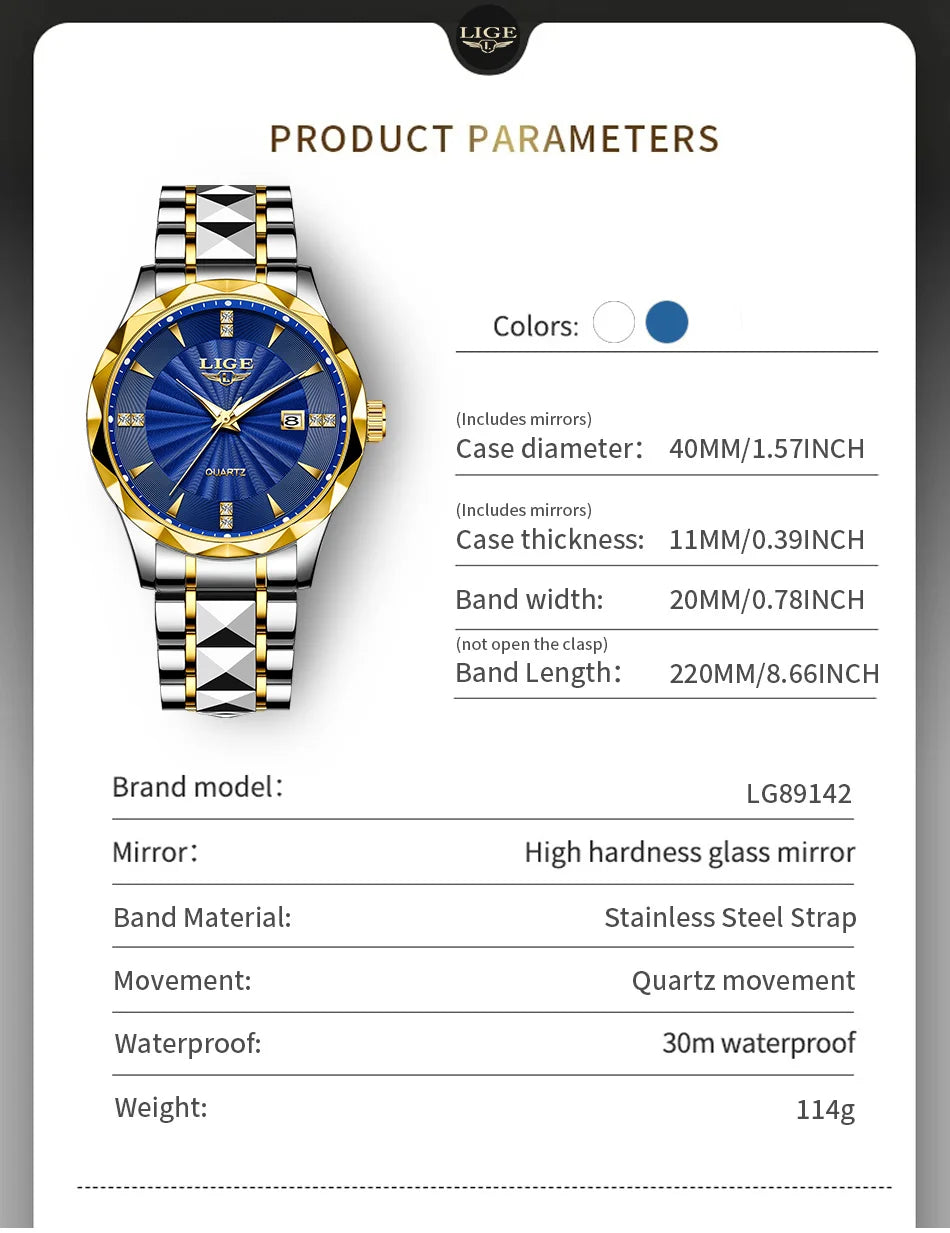 LIGE luxe femme montre mode Sport de plein air lumineux montres à Quartz mouvement importé étanche en acier inoxydable femmes montres