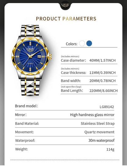 LIGE luxe femme montre mode Sport de plein air lumineux montres à Quartz mouvement importé étanche en acier inoxydable femmes montres