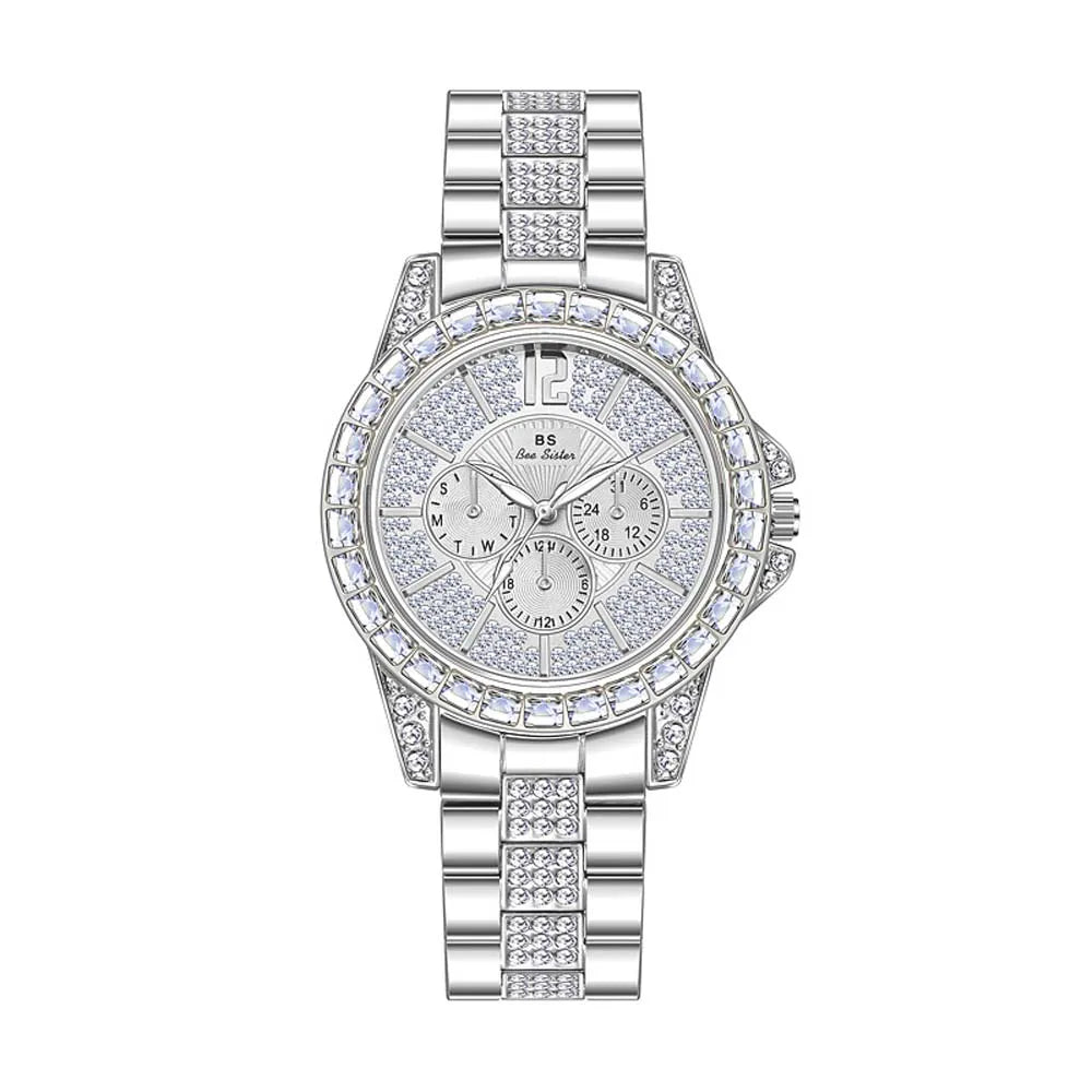 Montre de luxe pour femmes, mode diamant, argent, or, pour filles, horloge étanche, robe cadeaux