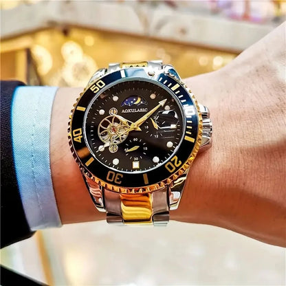 Montre mécanique de luxe pour hommes, montre haut de gamme pour hommes, montre mécanique entièrement automatique avec tourbillon, design squelette, montre-bracelet tendance polyvalente et élégante pour jeunes, cadeau pre
