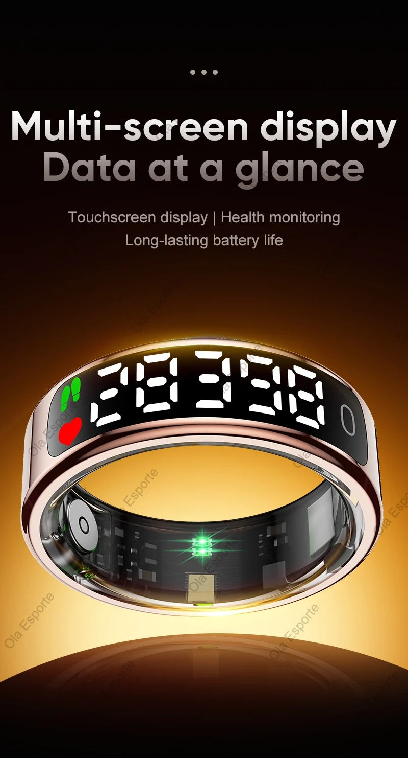 Pour anneau intelligent écran Hd contrôle Tiktok 5ATM étanche pour Smartring pour Galaxy femmes hommes anneau moniteur de fréquence cardiaque