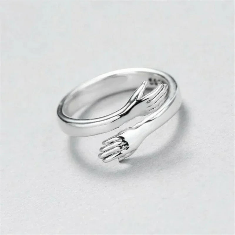 Bagues à main de câlin d'amour romantique, bagues créatives d'amour pour toujours ouvertes, bijoux exquis réglables, cadeau de fête pour femmes