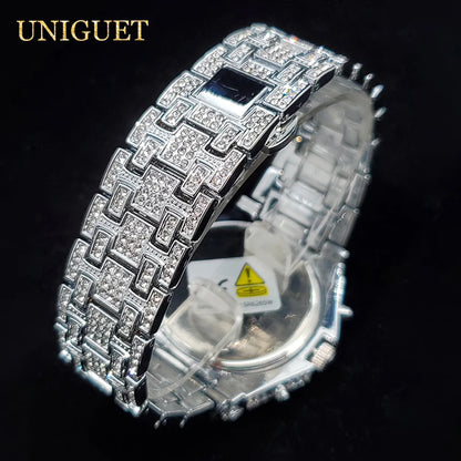 Montre de luxe pour hommes montres à Quartz en diamant glacé pour homme Zircon brillant Hip Hop horloge à main lumineux étanche reloj hombre