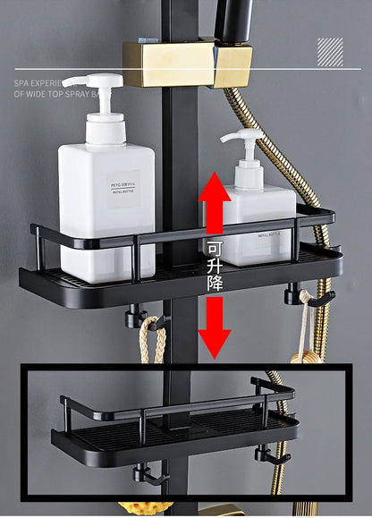 HOShower-Ensemble de pommeau de douche chaud et froid, pommeau de douche pluie, système thermostatique, laiton de qualité, noir et or, 12 po