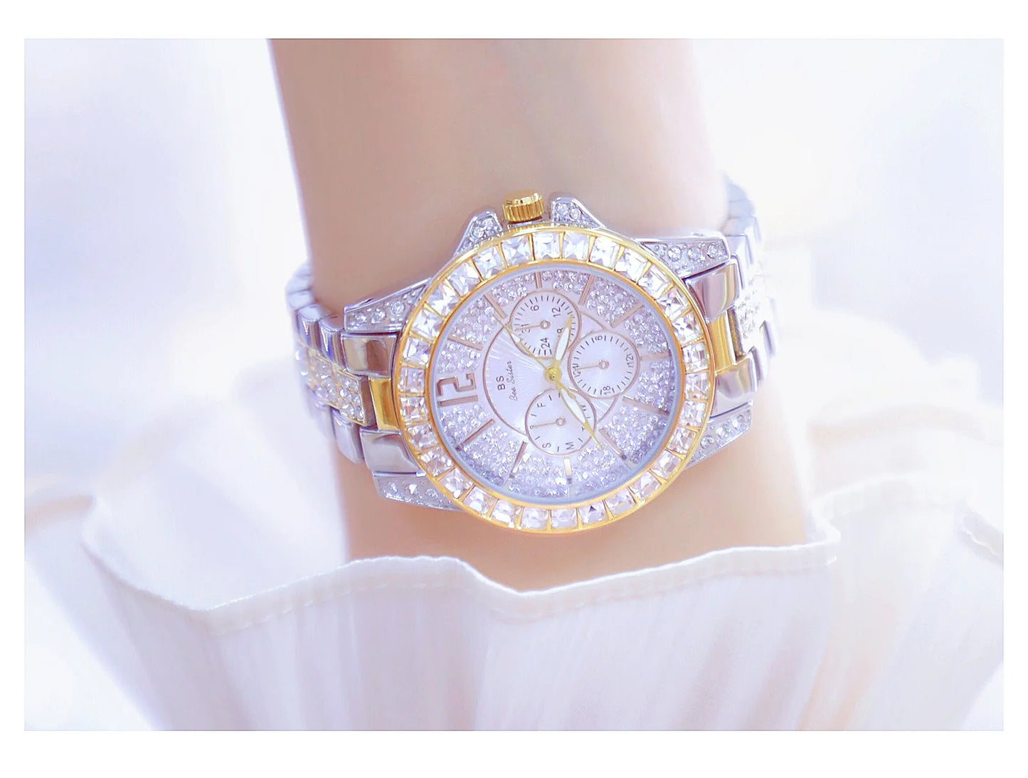 Montre de luxe pour femmes, mode diamant, argent, or, pour filles, horloge étanche, robe cadeaux
