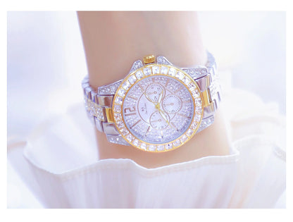 Montre de luxe pour femmes, mode diamant, argent, or, pour filles, horloge étanche, robe cadeaux