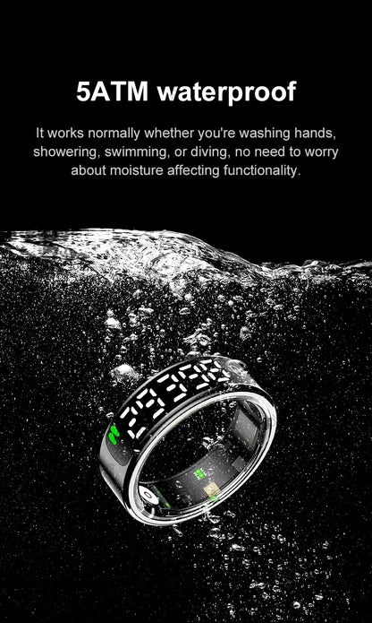 Pour anneau intelligent écran Hd contrôle Tiktok 5ATM étanche pour Smartring pour Galaxy femmes hommes anneau moniteur de fréquence cardiaque