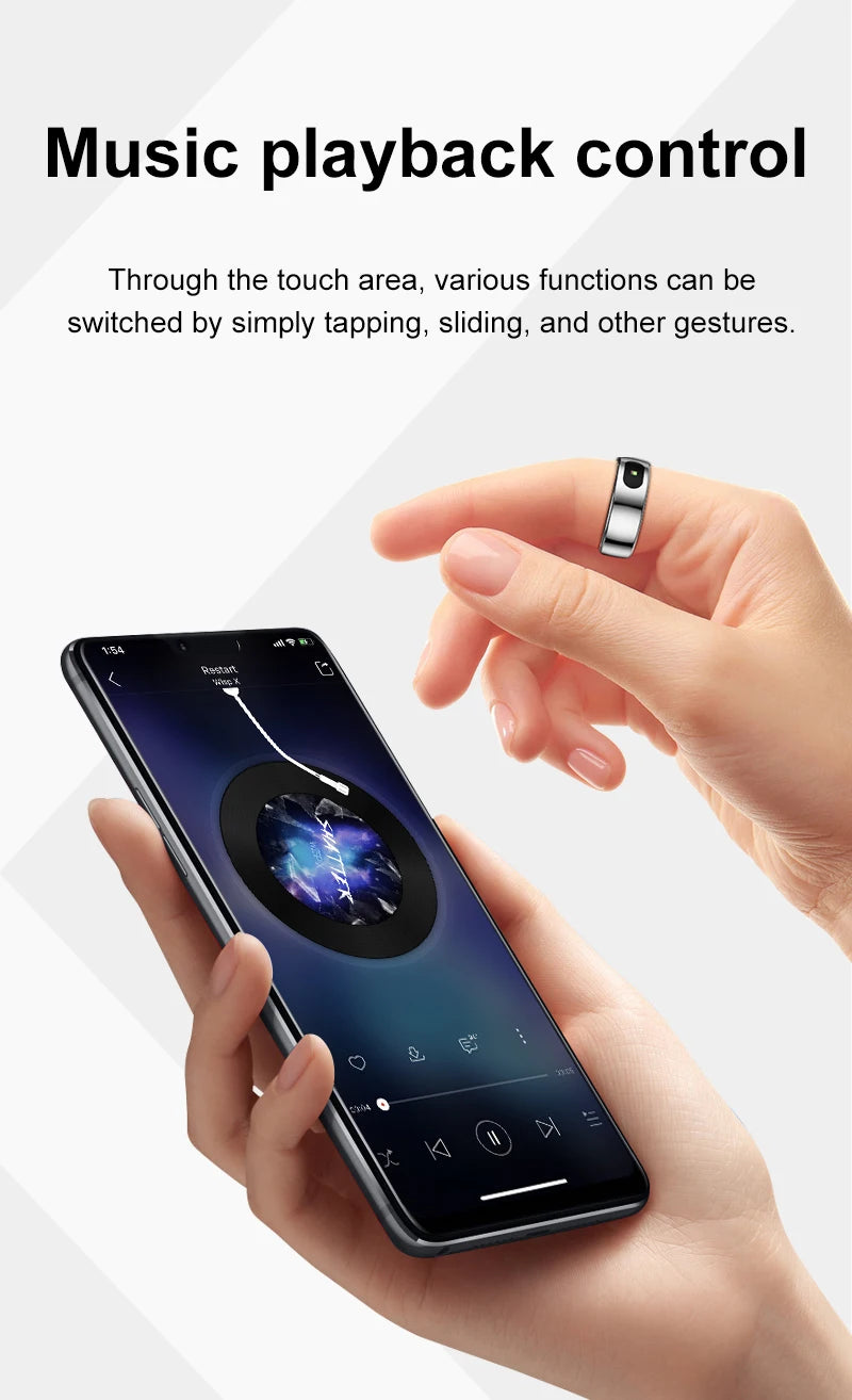 R08 anneau intelligent pour hommes femmes fonction de contrôle tactile moniteur de santé IP68 5ATM étanche mesure de la température de la peau anneau intelligent nouveau